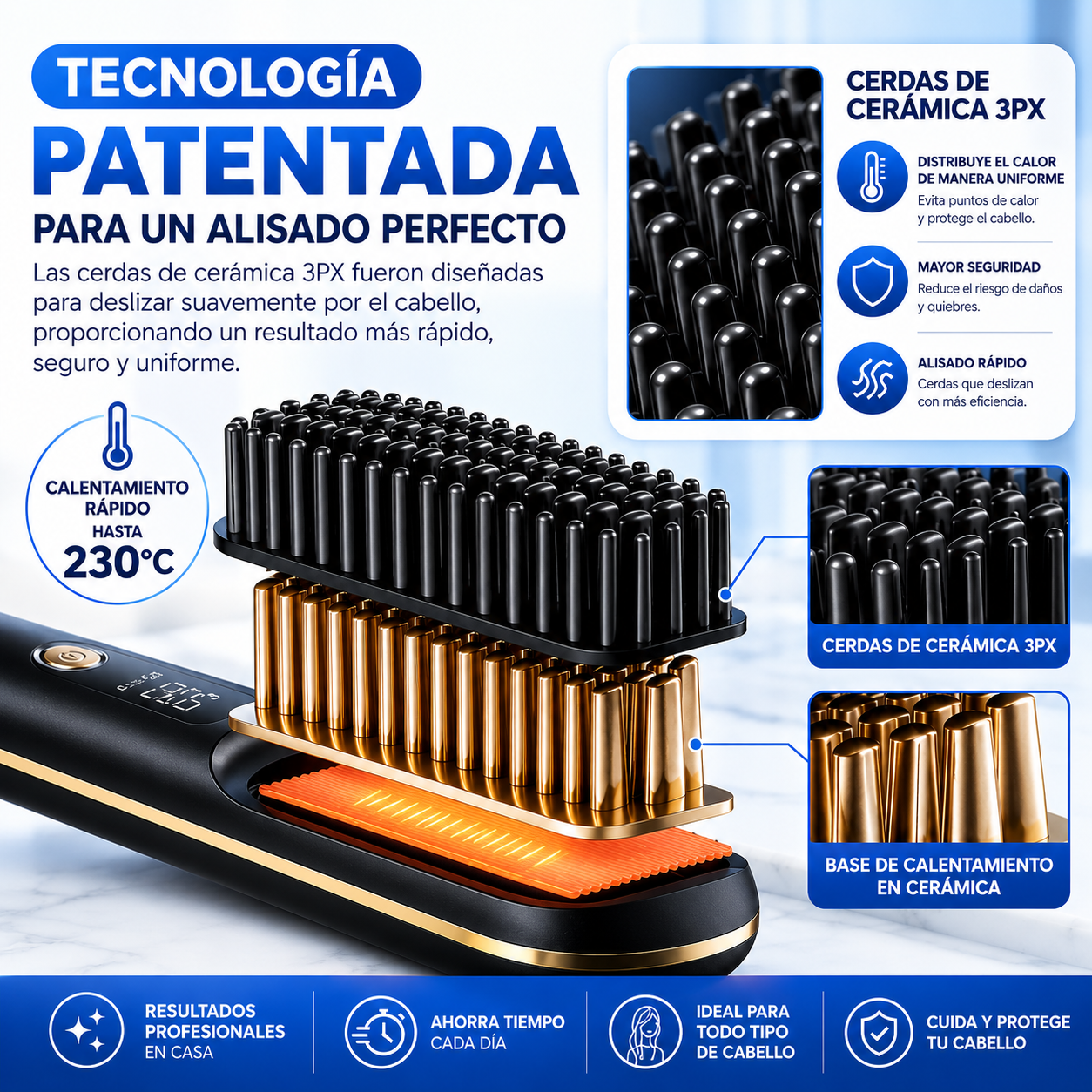 ✨ Cepillo Alisador PRO + Alisa y Peina en Minutos + Tecnología Cerámica + ¡OFERTA EXCLUSIVA SOLO HOY! 🔥