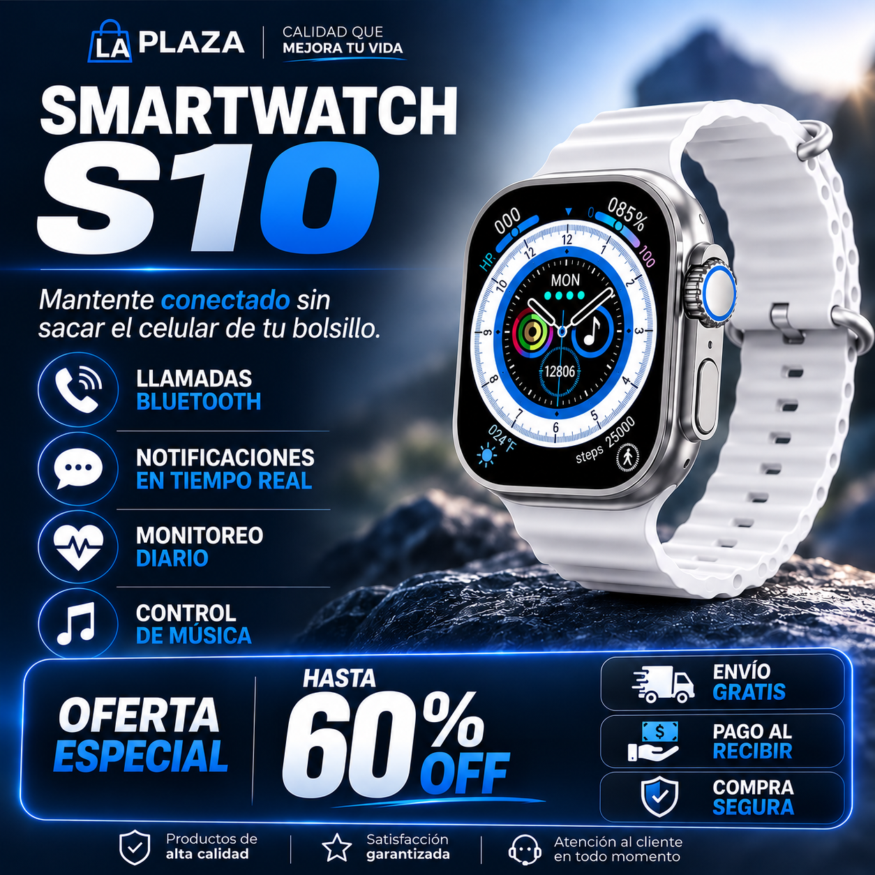 ⌚ Smartwatch S10 PRO + Llamadas Bluetooth + Monitor Deportivo + Carga Inalámbrica + ¡OFERTA ESPECIAL HOY! 🔥